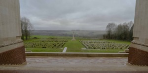 Joint Anglo-French cemetery at Thiepval from the Memorial